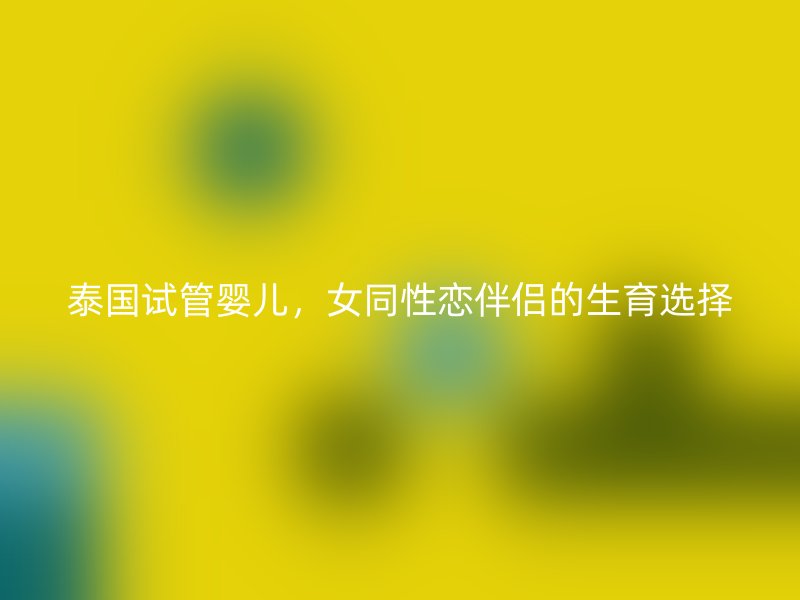 泰國試管嬰兒，女同性戀伴侶的生育選擇